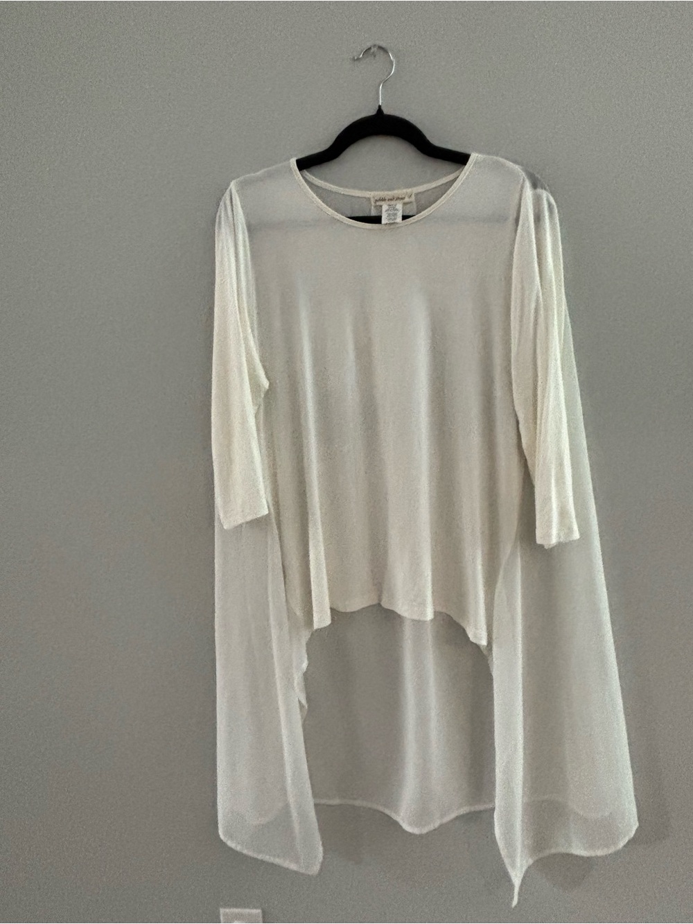 Pebble & Stone Ivory Cream Mixed Media High Low Chiffon Tunic Top Size 1 (S/M)